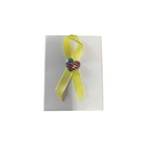 Avon Yellow Ribbon Pin American Flag‎ Heart Enamel Brooch New In Box